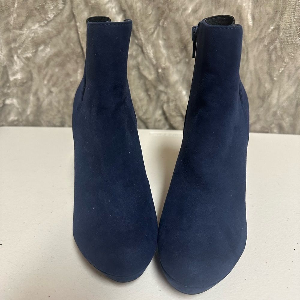 Thalia Sodi stiletto ankle boots blue suede like‎ size 5.5 exc condition